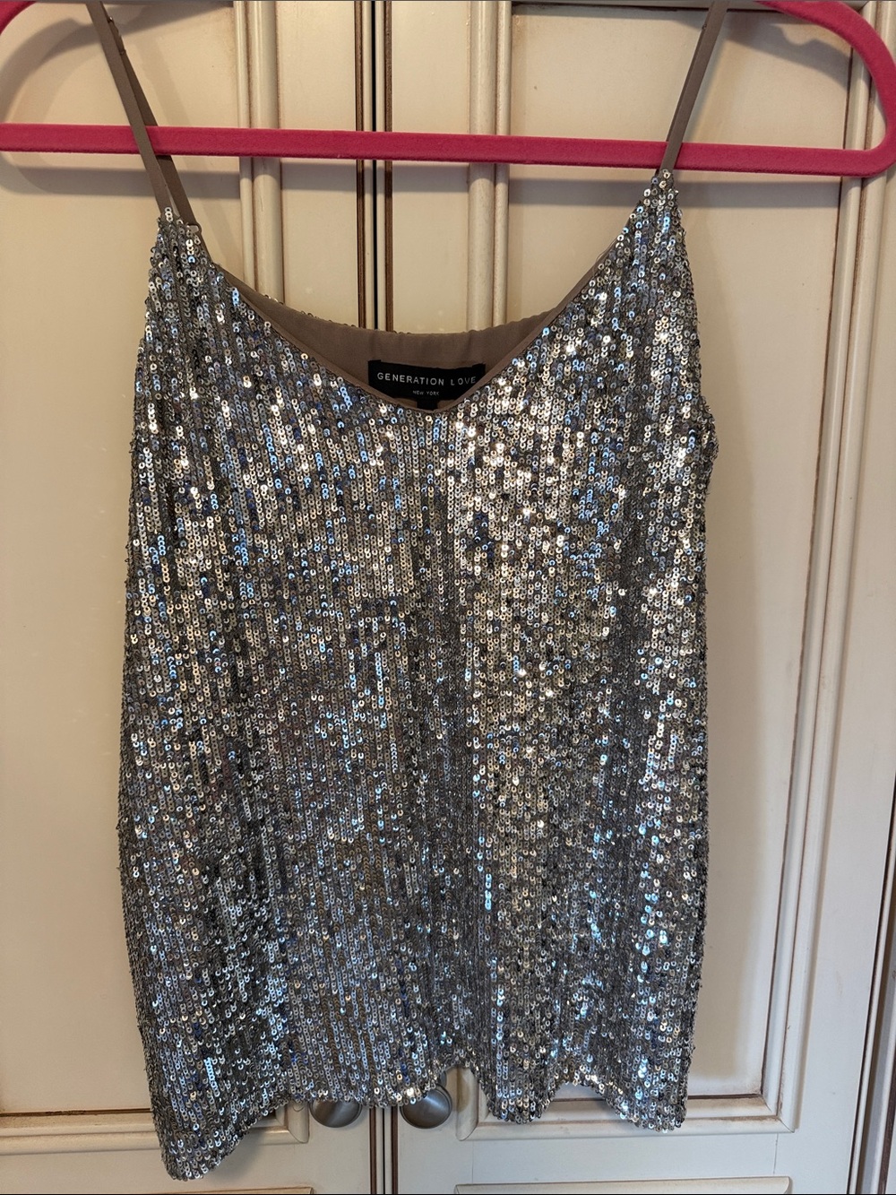 Generation Love Shimmering Silver Sequin Camisole Top